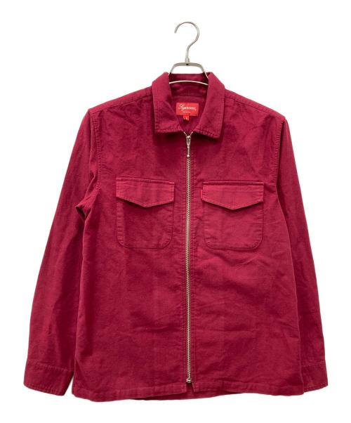 SUPREME（シュプリーム）Supreme (シュプリーム) solid flannel zip up shirt(ソリッド　フランネル　ジップ　アップ　シャツ) レッド サイズ:Sの古着・服飾アイテム