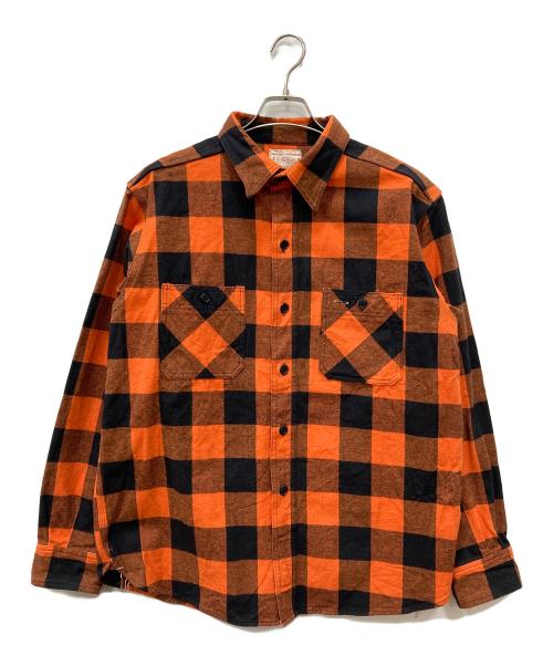 BONCOURA（ボンクラ）BONCOURA (ボンクラ) LOFT MAN 別注WORK SHIRT FLANNEL BUFFALO CHECK オレンジ サイズ:40の古着・服飾アイテム