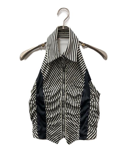 ALICE AUAA（アリスアウアア）Alice Auaa (アリスアウアア) ノースリーブストライプシャツ ブラック サイズ:3の古着・服飾アイテム