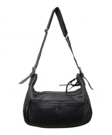 Vivienne Westwood（ヴィヴィアンウエストウッド）の古着「ミニオーブ金具 レザーショルダーバッグ」｜ブラック