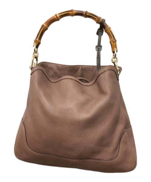 GUCCI（グッチ）GUCCI (グッチ) バンブー ダイアナ レザー ショルダーバッグ ブラウン サイズ:下記参照の古着・服飾アイテム