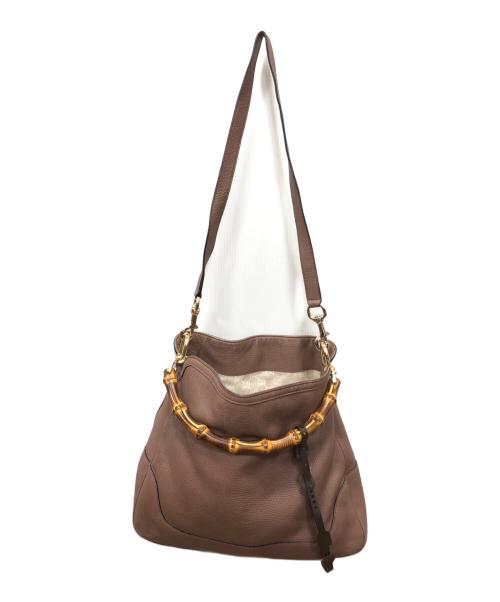 GUCCI（グッチ）GUCCI (グッチ) バンブー ダイアナ レザー ショルダーバッグ ブラウン サイズ:下記参照の古着・服飾アイテム