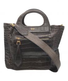 MaxMara（マックスマーラ）の古着「クロコ型押しショルダーバッグ」｜ブラウン