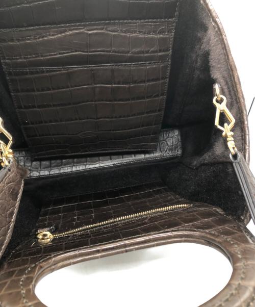MaxMara（マックスマーラ）MaxMara (マックスマーラ) クロコ型押しショルダーバッグ ブラウンの古着・服飾アイテム