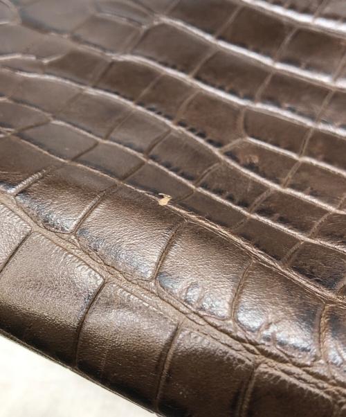 MaxMara（マックスマーラ）MaxMara (マックスマーラ) クロコ型押しショルダーバッグ ブラウンの古着・服飾アイテム