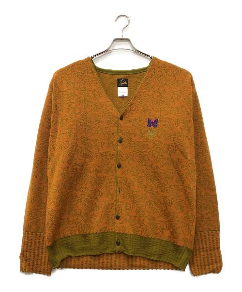 Needles（ニードルズ）Needles (ニードルズ) SASQUATCHfabrix. (サスクワッチファブリックス) コラボ総柄ニットカーディガン ブラウン サイズ:Lの古着・服飾アイテム