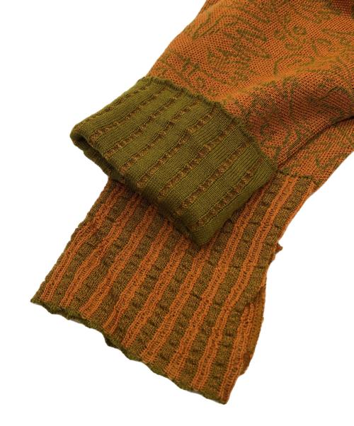 Needles（ニードルズ）Needles (ニードルズ) SASQUATCHfabrix. (サスクワッチファブリックス) コラボ総柄ニットカーディガン ブラウン サイズ:Lの古着・服飾アイテム