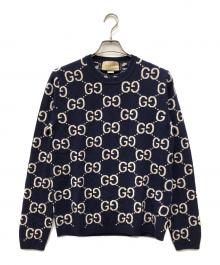 GUCCI（グッチ）の古着「ウールジャガードセーター」｜ブルー
