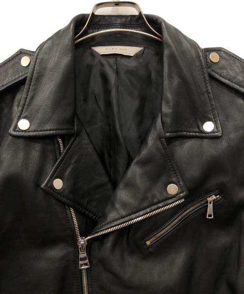 ZARA（ザラ）ZARA (ザラ) ラムレザーダブルライダースジャケット ブラック サイズ:ＸＬの古着・服飾アイテム