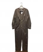 CLANEクラネ）の古着「STRIPE BIG BUTTON ALL IN ONE/IVORY」｜ブラウン