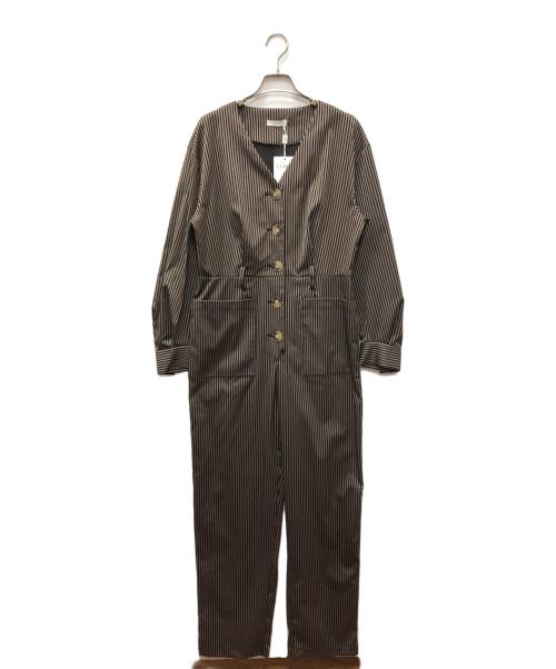 CLANE（クラネ）CLANE (クラネ) STRIPE BIG BUTTON ALL IN ONE/IVORY ブラウン サイズ:2 未使用品の古着・服飾アイテム