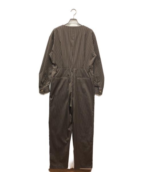 CLANE（クラネ）CLANE (クラネ) STRIPE BIG BUTTON ALL IN ONE/IVORY ブラウン サイズ:2 未使用品の古着・服飾アイテム