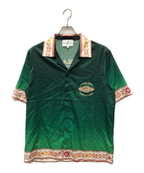 CASABLANCA（カサブランカ）CASABLANCA (カサブランカ) 総柄半袖シルクシャツ グリーン サイズ:Ｍの古着・服飾アイテム