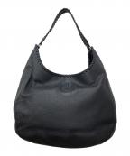 TORY BURCHトリーバーチ）の古着「レザーホーボーバッグ」｜ブラック