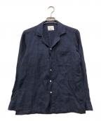Brilla per il gustoブリッラ ペル イルグースト）の古着「リネン ソリッド オープンカラー シャツ」｜ネイビー