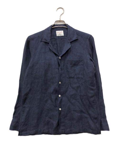 Brilla per il gusto（ブリッラ ペル イルグースト）Brilla per il gusto (ブリッラ ペル イルグースト) リネン ソリッド オープンカラー シャツ ネイビー サイズ:Sの古着・服飾アイテム