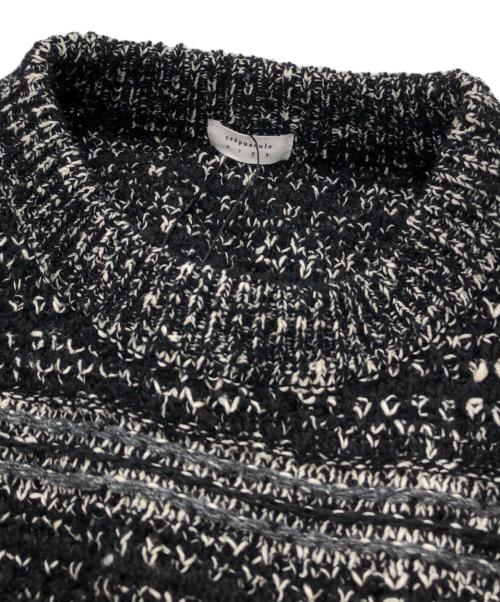 crepuscule（クレプスキュール）crepuscule (クレプスキュール) URBAN RESEARCH (アーバンリサーチ) Multi Border Mix CREW-NECK ブラック サイズ:2 未使用品の古着・服飾アイテム