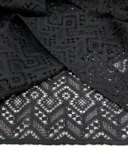 BALLSEY（ボールジィ）BALLSEY (ボールジィ) ジオメトリックボーダーレース フレアスリーブカーディガン ブラック サイズ:36の古着・服飾アイテム