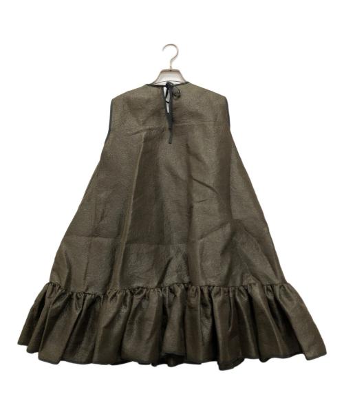 CECILIE BAHNSEN（セシリーバンセン）Cecilie Bahnsen (セシリーバンセン) フリルノースリーブワンピース オリーブ サイズ:UK6の古着・服飾アイテム