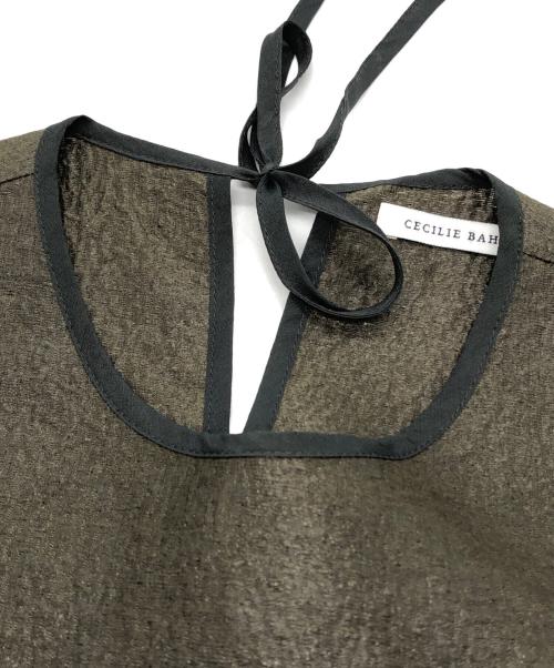 CECILIE BAHNSEN（セシリーバンセン）Cecilie Bahnsen (セシリーバンセン) フリルノースリーブワンピース オリーブ サイズ:UK6の古着・服飾アイテム