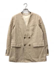 MACPHEE（マカフィー）の古着「サマーブークレーツイード ノーカラージャケット」｜ベージュ