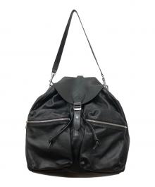 CELINE（セリーヌ）の古着「レザーバイカーリュック」｜ブラック