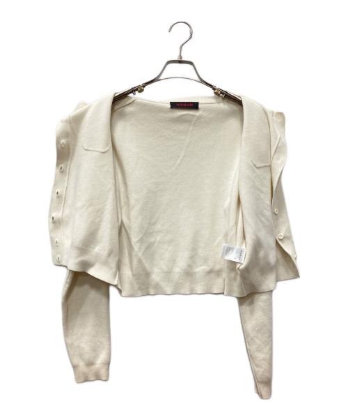 CABAN（キャバン）CABaN (キャバン) コットンカシミヤクルーネックカーディガン ホワイト サイズ:XSの古着・服飾アイテム