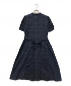 BLUE LABEL CRESTBRIDGEブルーレーベルクレストブリッジ）の古着「チェックハーフソリッドファンシーシャツワンピース」｜ネイビー