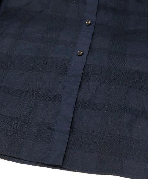 BLUE LABEL CRESTBRIDGE（ブルーレーベルクレストブリッジ）BLUE LABEL CRESTBRIDGE (ブルーレーベルクレストブリッジ) チェックハーフソリッドファンシーシャツワンピース ネイビー サイズ:38の古着・服飾アイテム