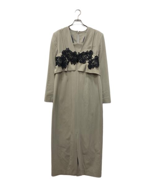 ANDRESD（アンドレスド）ANDRESD (アンドレスド) pinstripe tailored bustier dress ベージュ サイズ:Lの古着・服飾アイテム