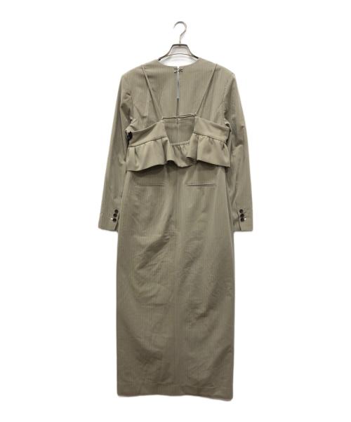 ANDRESD（アンドレスド）ANDRESD (アンドレスド) pinstripe tailored bustier dress ベージュ サイズ:Lの古着・服飾アイテム