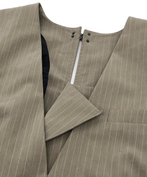 ANDRESD（アンドレスド）ANDRESD (アンドレスド) pinstripe tailored bustier dress ベージュ サイズ:Lの古着・服飾アイテム