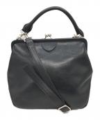 Y'sワイズ）の古着「がま口レザーショルダーバッグ」｜ブラック