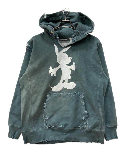 TEPPEI FURUYAMA（テッペイフルヤマ）TEPPEI FURUYAMA (テッペイフルヤマ) ダメージ加工パーカー グリーン サイズ:下記参照の古着・服飾アイテム