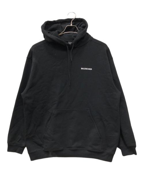 BALENCIAGA（バレンシアガ）BALENCIAGA (バレンシアガ) Black Logo Medium Fit Hoodie ブラック サイズ:XLの古着・服飾アイテム