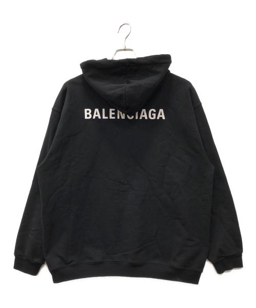 BALENCIAGA（バレンシアガ）BALENCIAGA (バレンシアガ) Black Logo Medium Fit Hoodie ブラック サイズ:XLの古着・服飾アイテム