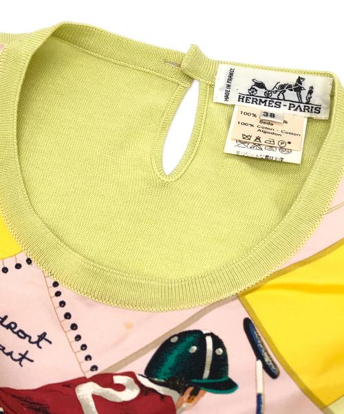HERMES（エルメス）HERMES (エルメス) ツイルレーヌ シルク切替ニット グリーン サイズ:38の古着・服飾アイテム