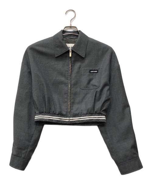 MIU MIU（ミュウミュウ）MIU MIU (ミュウミュウ) グレンチェック クロップド ジップアップジャケット グレー サイズ:38の古着・服飾アイテム