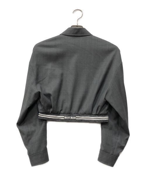 MIU MIU（ミュウミュウ）MIU MIU (ミュウミュウ) グレンチェック クロップド ジップアップジャケット グレー サイズ:38の古着・服飾アイテム