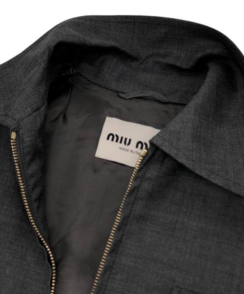 MIU MIU（ミュウミュウ）MIU MIU (ミュウミュウ) グレンチェック クロップド ジップアップジャケット グレー サイズ:38の古着・服飾アイテム