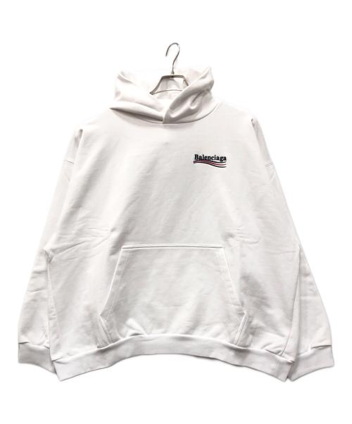 BALENCIAGA（バレンシアガ）BALENCIAGA (バレンシアガ) キャンペーンロゴプルオーバーパーカー ホワイト サイズ:XXLの古着・服飾アイテム