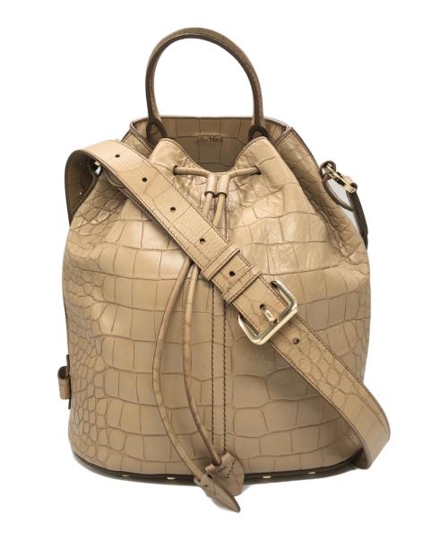 MaxMara（マックスマーラ）MaxMara (マックスマーラ) クロコ型押し2WAYバケットバッグ ベージュ サイズ:下記参照の古着・服飾アイテム