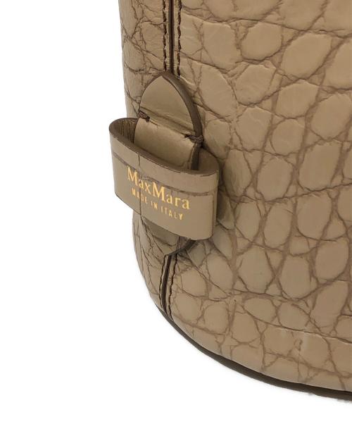 MaxMara（マックスマーラ）MaxMara (マックスマーラ) クロコ型押し2WAYバケットバッグ ベージュ サイズ:下記参照の古着・服飾アイテム