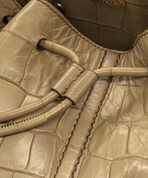 MaxMara（マックスマーラ）MaxMara (マックスマーラ) クロコ型押し2WAYバケットバッグ ベージュ サイズ:下記参照の古着・服飾アイテム