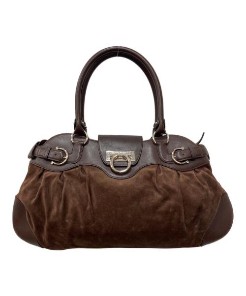 Salvatore Ferragamo（サルヴァトーレ フェラガモ）Salvatore Ferragamo (サルヴァトーレ フェラガモ) マリッサスウェードレザーコンビバッグ ブラウン サイズ:下記参照の古着・服飾アイテム