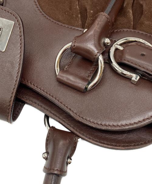 Salvatore Ferragamo（サルヴァトーレ フェラガモ）Salvatore Ferragamo (サルヴァトーレ フェラガモ) マリッサスウェードレザーコンビバッグ ブラウン サイズ:下記参照の古着・服飾アイテム