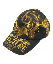 VERSACE JEANS COUTURE（ヴェルサーチ ジーンズクチュール）の古着「COUTURE キャップ」｜ブラック×イエロー