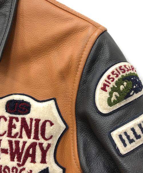 AVIREX（アヴィレックス）AVIREX (アヴィレックス) 66スタジアムレザージャケット ブラウン サイズ:Mの古着・服飾アイテム