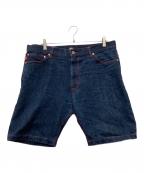 stussyステューシー）の古着「レッドステッチハーフデニムパンツ」｜ネイビー