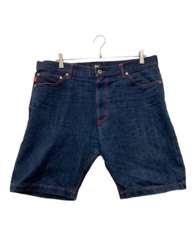 STUSSY ステューシー　濃紺　バックプリント　デニム　　ハーフパンツ 中古・古着通販】stussy (ステューシー) レッドステッチハーフデニム
